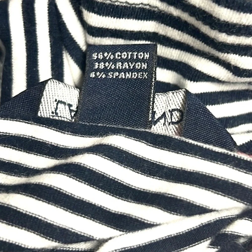 ⭐️Lands’ End, Women's Stripe Knit Henley T-shirt Dress,Navy/Pink,Belted, EUC,6-8